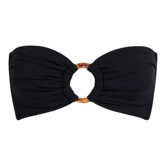 Montce Black Rib Tori Bandeau Bikini Top NWT - Picture 2 of 11